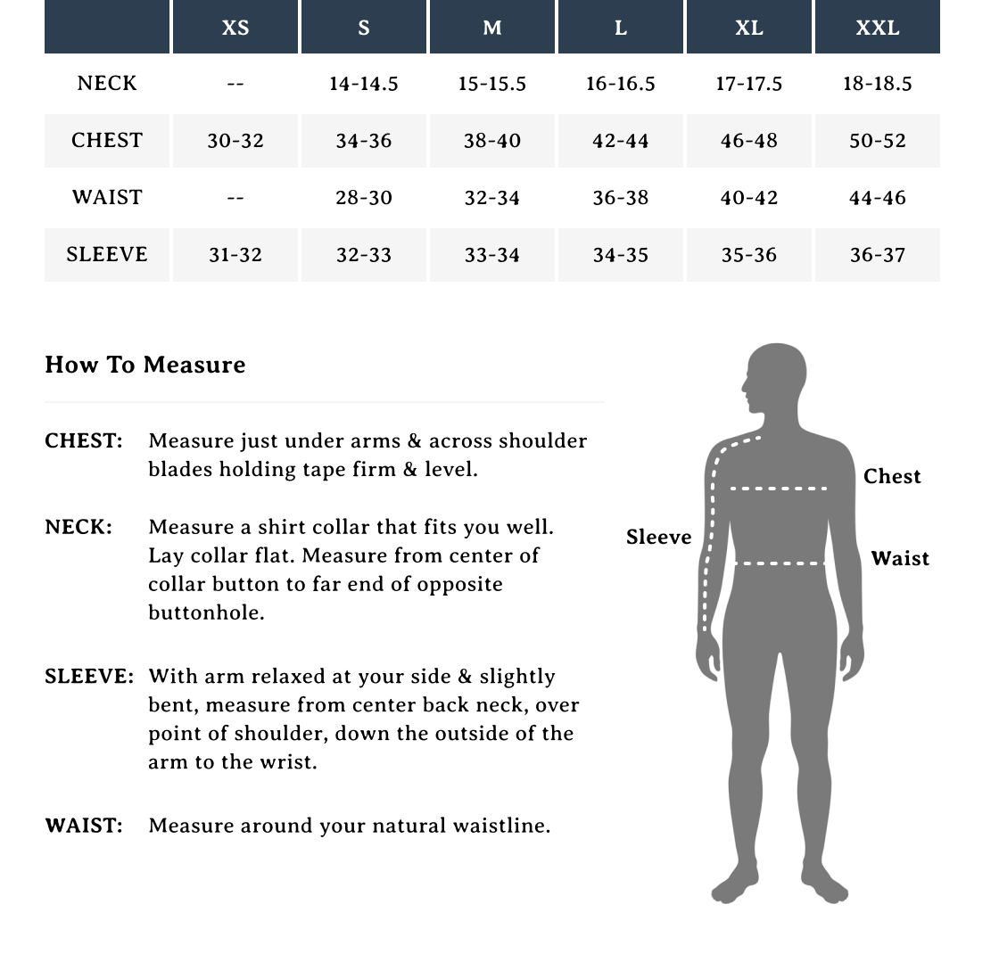Men's Sweater Size Chart